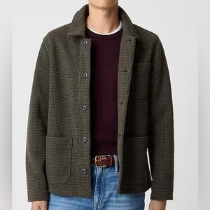 Mens J Crew Factory Knit Chore Jacket Black Brown Check CA453 Small $210 NWT